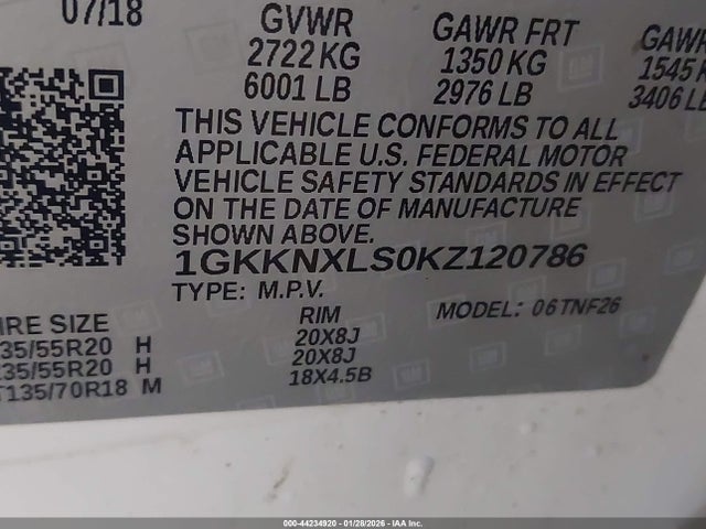 Aukcja sprzedaży 2019 Gmc Acadia Denali, vin: 1GKKNXLS0KZ120786, numer aukcji: 44234920