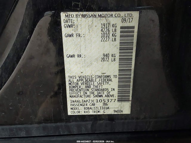 1N4AL3AP2JC105377 Nissan Altima 2.5 Sv