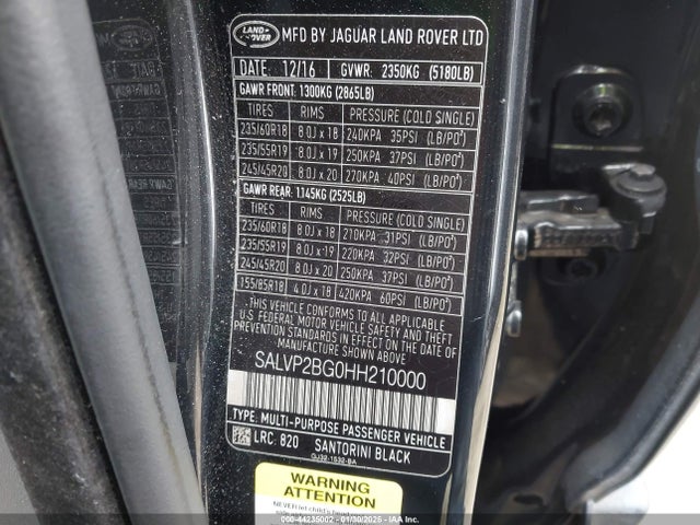 SALVP2BG0HH210000 Land Rover Range Rover Evoque Se/se Premium