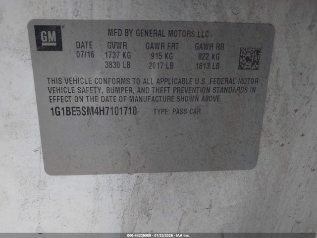 1G1BE5SM4H7101710 Chevrolet Cruze Lt Auto