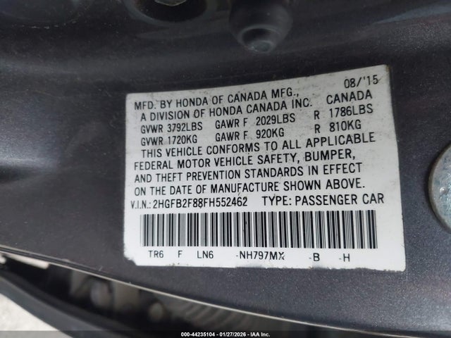 2HGFB2F88FH552462 Honda CIVIC EX