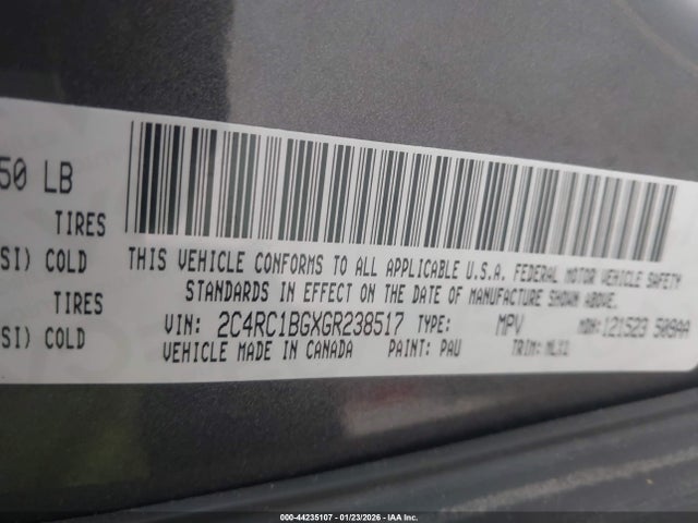 2C4RC1BGXGR238517 Chrysler Town &amp; Country Touring