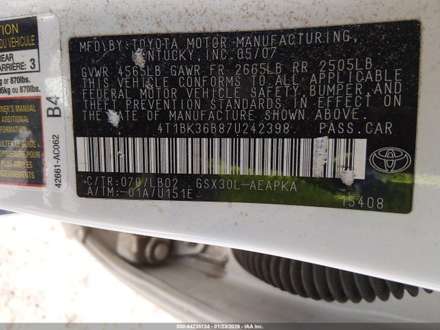 2007 TOYOTA AVALON 4T1BK36B87U242398 Photo 8