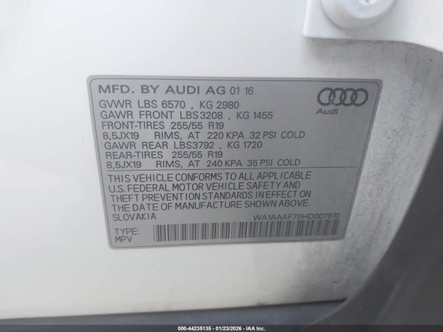 WA1AAAF79HD007510 Audi Q7 3.0t Premium