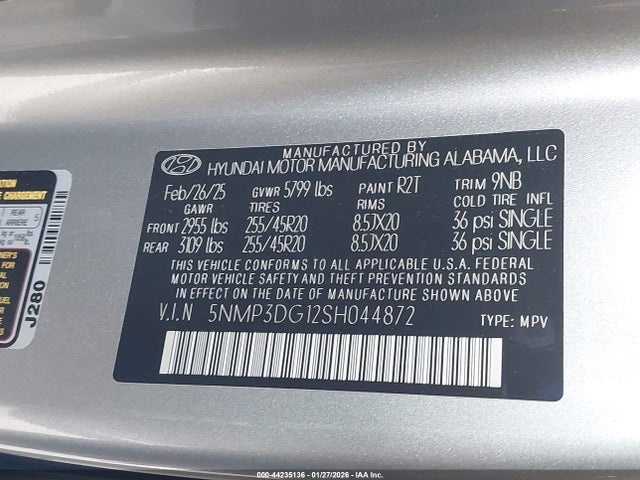 5NMP3DG12SH044872 Hyundai Santa Fe Hybrid Limited