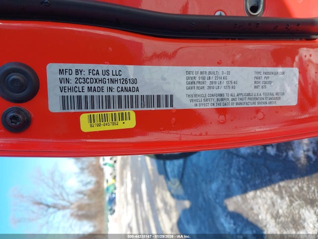 Продажа на аукционе авто 2022 Dodge Charger Gt Rwd, vin: 2C3CDXHG1NH126130, номер лота: 44235147