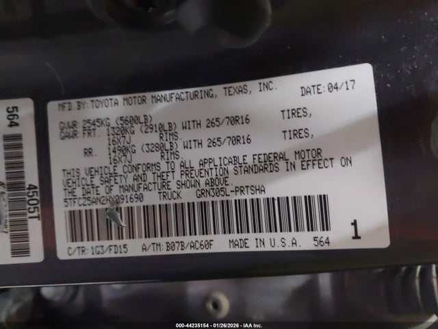5TFCZ5AN2HX091690 Toyota Tacoma Trd Off Road