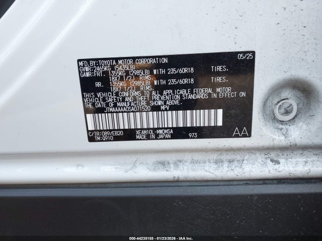 Продажа на аукционе авто 2025 Toyota Bz4x Xle, vin: JTMAAAAA0SA071520, номер лота: 44235158