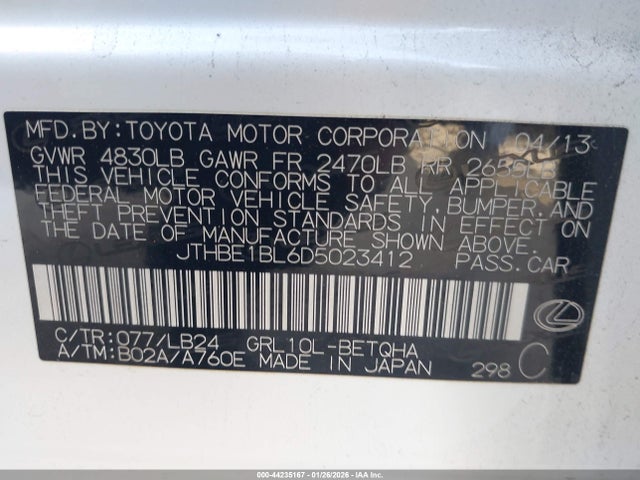 2013 Lexus Gs 350 მანქანა იყიდება აუქციონზე, vin: JTHBE1BL6D5023412, აუქციონის ნომერი: 44235167
