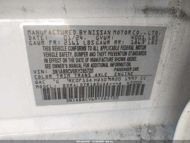 3N1AB8CV6RY285720 Nissan Sentra Sv Xtronic Cvt