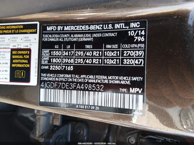 Mercedes-Benz Gl 550 4matic 2015 4JGDF7DE3FA498532 Image 9