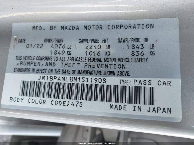 JM1BPAML8N1511908 Mazda Mazda3 Premium