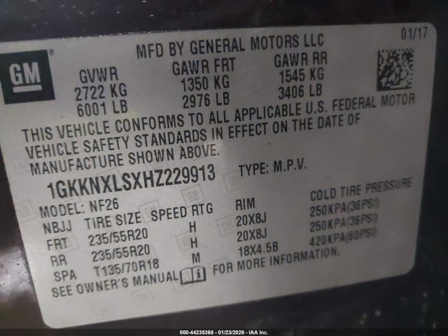 1GKKNXLSXHZ229913 GMC Acadia Denali
