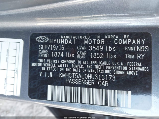 KMHCT5AE0HU313173 Hyundai ACCENT SE