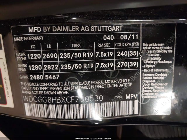Продаж на аукціоні авто 2012 Mercedes-benz Glk 350 4matic, vin: WDCGG8HBXCF760530, номер лоту: 44235424
