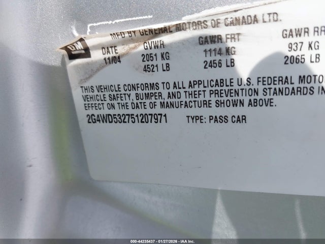 Aukcja sprzedaży 2005 Buick Lacrosse Cxl, vin: 2G4WD532751207971, numer aukcji: 44235437