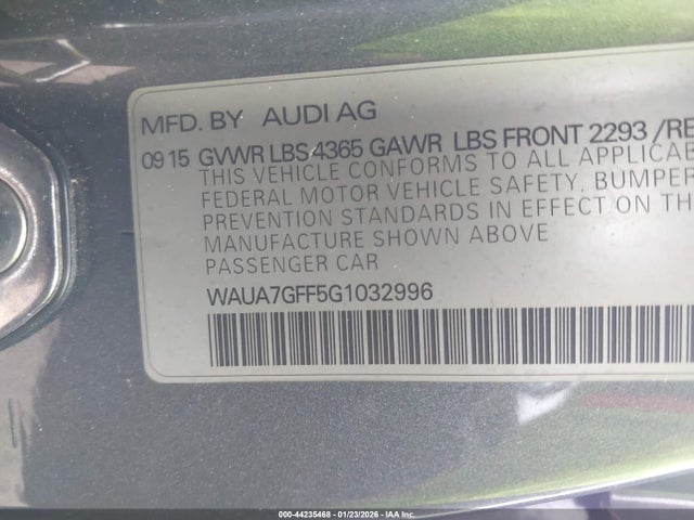 Продаж на аукціоні авто 2016 Audi A3 1.8t Premium, vin: WAUA7GFF5G1032996, номер лоту: 44235468