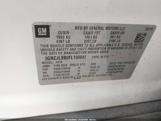 Chevrolet Trax Lt 2015 3GNCJLSB0FL190041 Image 9