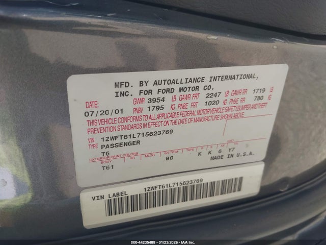 2001 MERCURY COUGAR 1ZWFT61L715623769 Photo 8