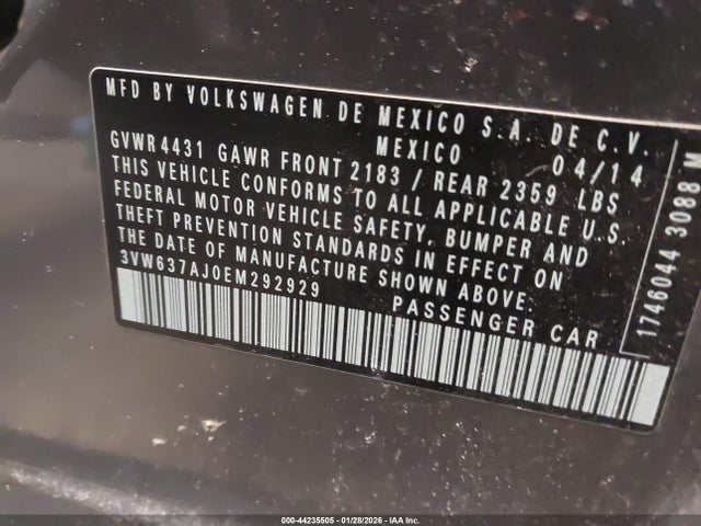 2014 VOLKSWAGEN JETTA HYBRID 3VW637AJ0EM292929 Photo 8