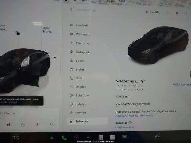 7SAYGDEEXPF869620 Tesla Model Y Awd/long Range Dual Motor All-wheel Drive