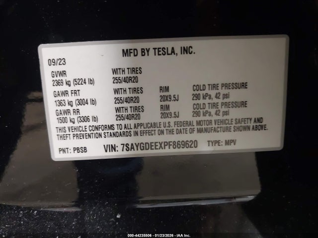 7SAYGDEEXPF869620 Tesla Model Y Awd/long Range Dual Motor All-wheel Drive