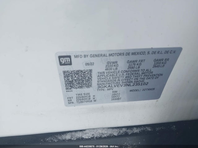 Aukcja sprzedaży 2022 Gmc Terrain Awd Slt, vin: 3GKALVEV3NL235102, numer aukcji: 44235575