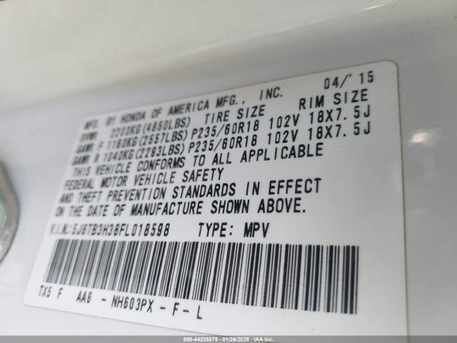 Acura RDX 2015 5J8TB3H38FL018598 Image 9