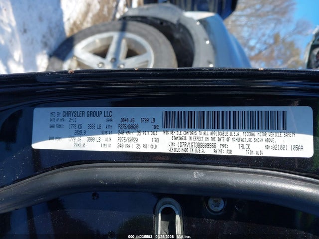 Продаж на аукціоні авто 2011 Ram Ram 1500 Sport, vin: 1D7RV1GT3BS609966, номер лоту: 44235593