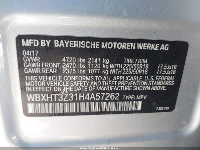 Продажа на аукционе авто 2017 Bmw X1 Xdrive28i, vin: WBXHT3Z31H4A57262, номер лота: 44235622