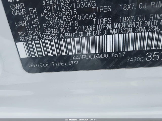 Aukcja sprzedaży 2021 Mitsubishi Outlander Sport 2.0 Be Awc/2.0 Es Awc/2.0 Le Awc/2.0 Se Awc, vin: JA4ARUAUXMU018517, numer aukcji: 44235658