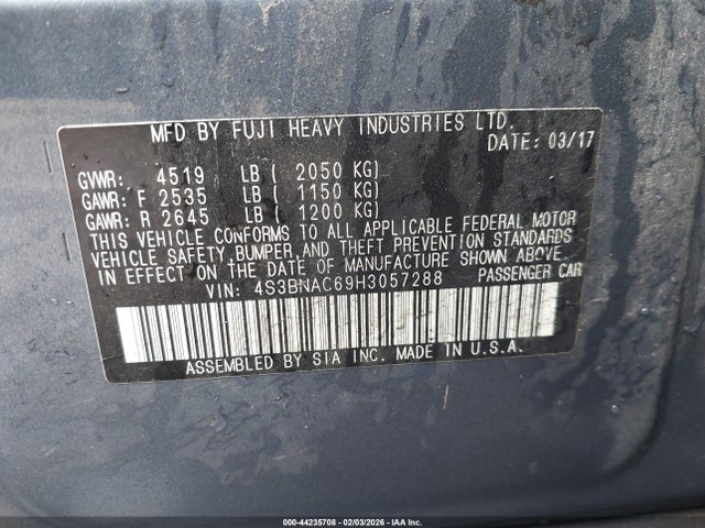44235708 :رقم المزاد ، 4S3BNAC69H3057288 vin ، 2017 Subaru Legacy 2.5i Premium مزاد بيع