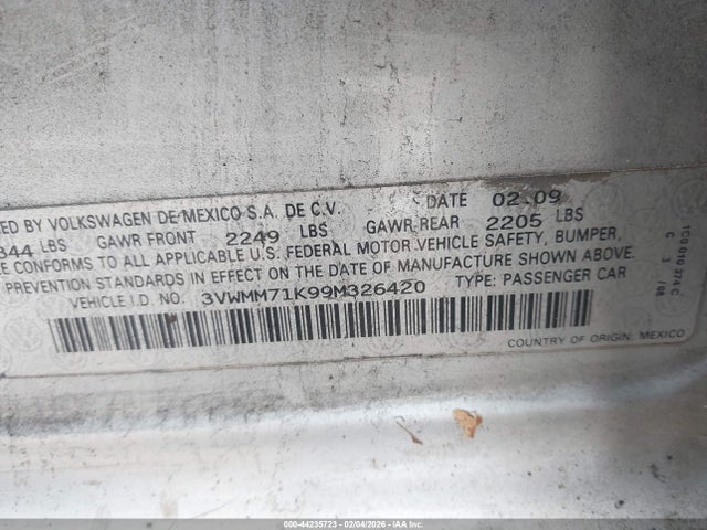 2009 VOLKSWAGEN JETTA 3VWMM71K99M326420 Photo 8