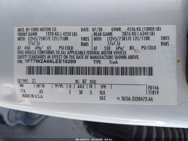 Ford F-250 Xl 2020 1FT7W2A66LEE10269 Image 9