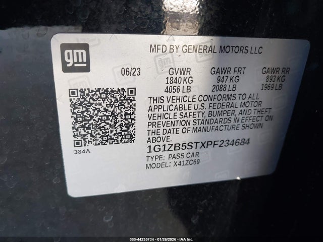 1G1ZB5STXPF234684 Chevrolet Malibu Fwd Ls