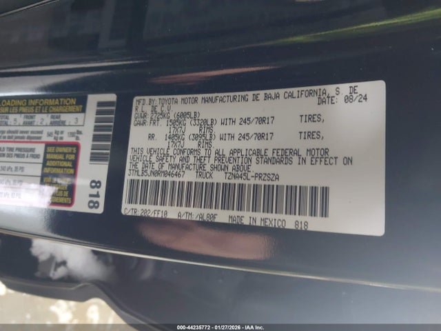 Продаж на аукціоні авто 2024 Toyota Tacoma Sr5, vin: 3TMLB5JN0RM046467, номер лоту: 44235772