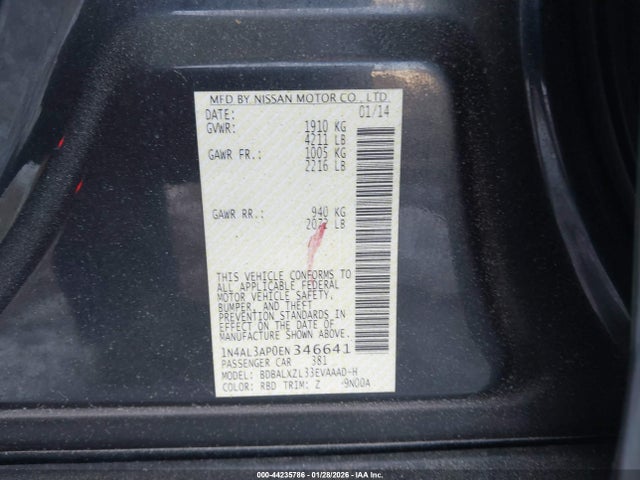 1N4AL3AP0EN346641 Nissan Altima 2.5 Sl