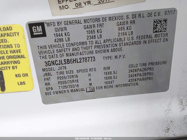 Chevrolet Trax Lt 2017 3GNCJLSB6HL278773 Image 9