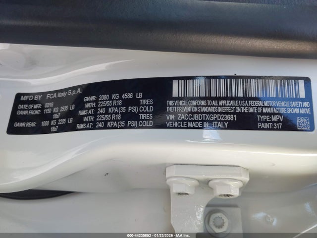 Jeep Renegade Limited 2016 ZACCJBDTXGPD23681 Image 9