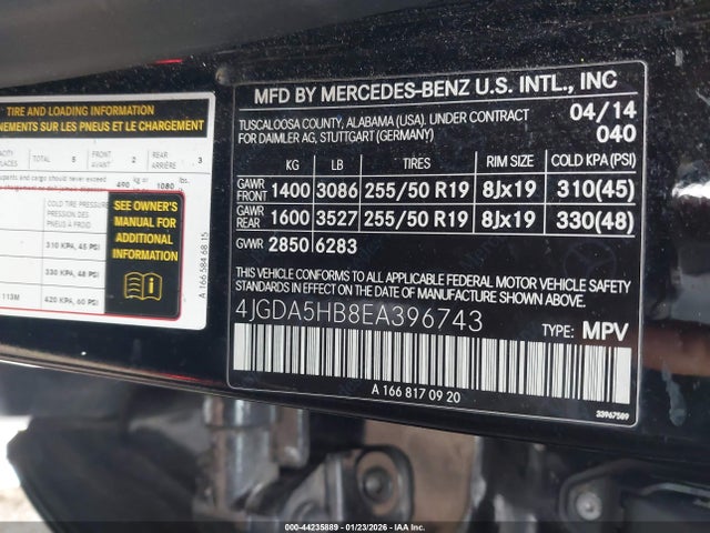 Mercedes-Benz Ml 350 4matic 2014 4JGDA5HB8EA396743 Image 9