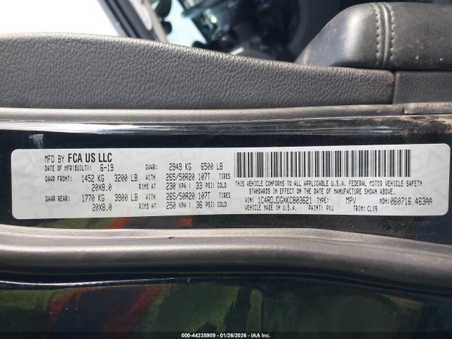 44235909 :رقم المزاد ، 1C4RDJDGXKC803621 vin ، 2019 Dodge Durango Gt Awd مزاد بيع