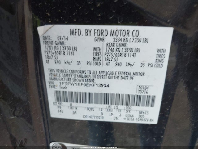 2014 FORD F-150 1FTFW1EF9EKF13934 Photo 8