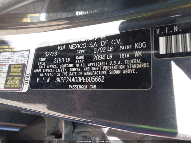 3KPF24AD3PE605662 KIA Forte Lxs