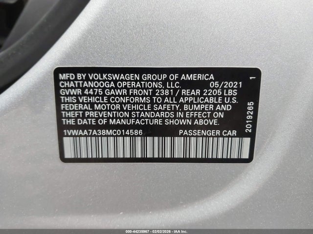 2021 VOLKSWAGEN PASSAT 1VWAA7A38MC014586 Photo 8