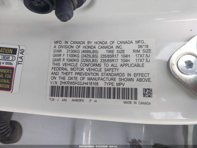 2HKRW5H33JH418168 Honda CR-V LX
