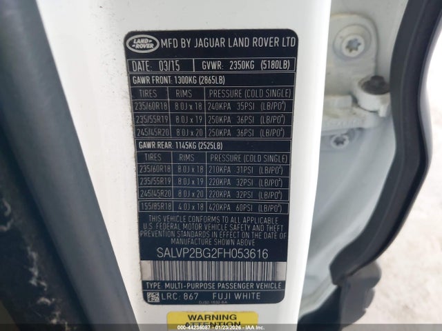 SALVP2BG2FH053616 Land Rover Range Rover Evoque Pure
