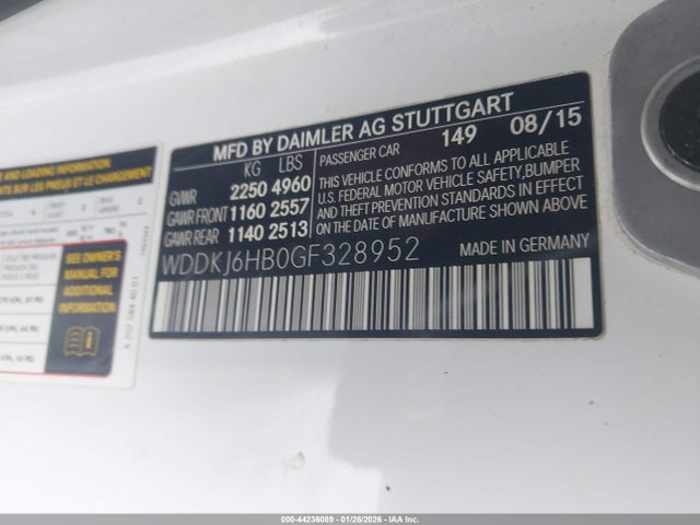 Aukcja sprzedaży 2016 Mercedes-benz E 400 4matic, vin: WDDKJ6HB0GF328952, numer aukcji: 44236089