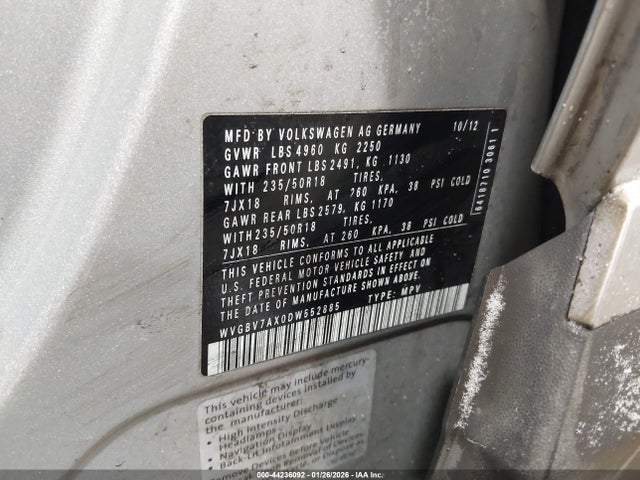 Aukcja sprzedaży 2013 Volkswagen Tiguan S/se/sel, vin: WVGBV7AX0DW552885, numer aukcji: 44236092