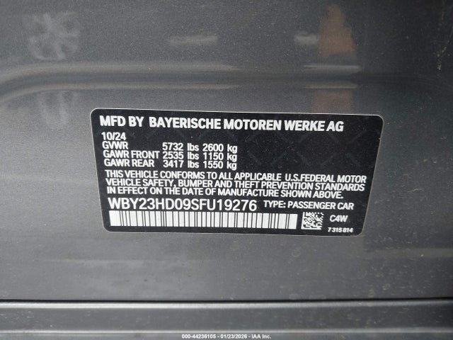 WBY23HD09SFU19276 BMW I4 Gran Coupe Edrive40