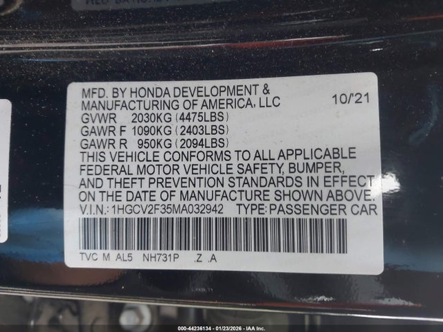 1HGCV2F35MA032942 Honda Accord Sport 2.0t